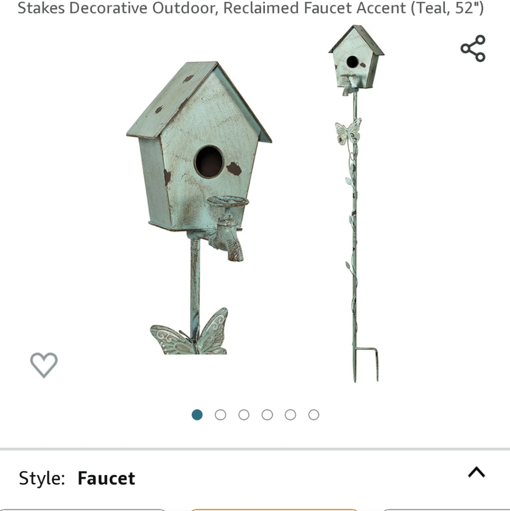 New Decorative Bird House Outside/Pole Watering Can Accent Rusty 57.9" Garden